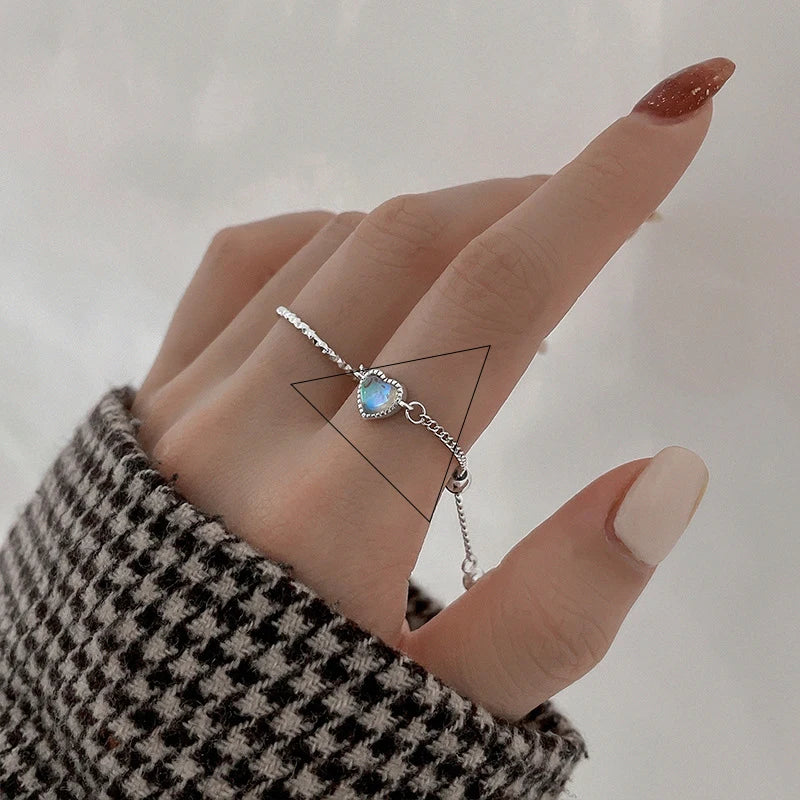 Anillo de Ópalo de Plata de Ley 925 para Mujer, Ajustable, para el Dedo Índice, Diseño Simple y Elegante, Joyería de Alta Gama, Regalo