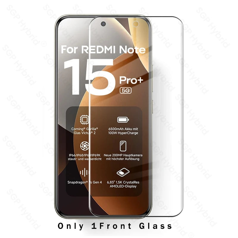 Redmy Note15Pro + 5G vidrio 8To1 9D vidrio templado curvo para Redmi Note 15 Pro + Pro Plus Note15 5G película protectora de pantalla de cámara
