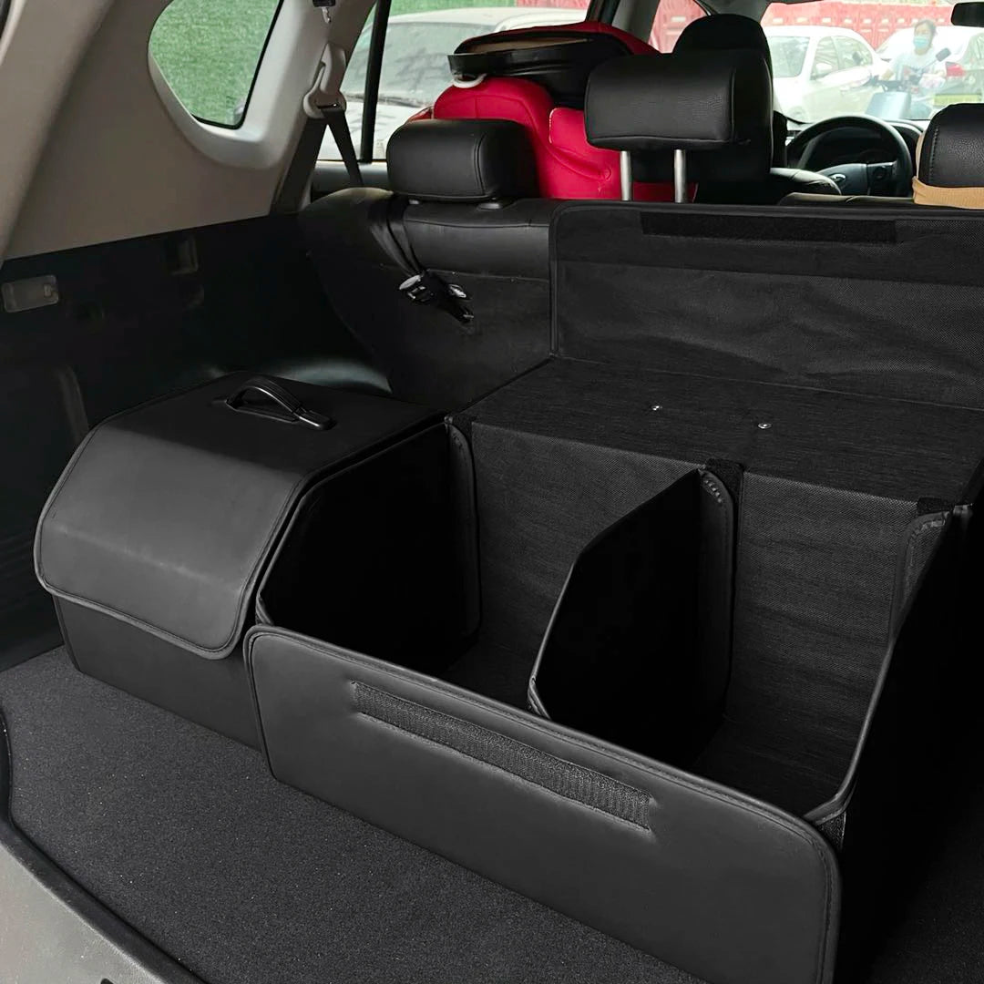 Caja de almacenamiento de cuero PU, organizador de almacenamiento de maletero de coche plegable multiusos, organizador de maletero de coche, accesorios para guardar y ordenar