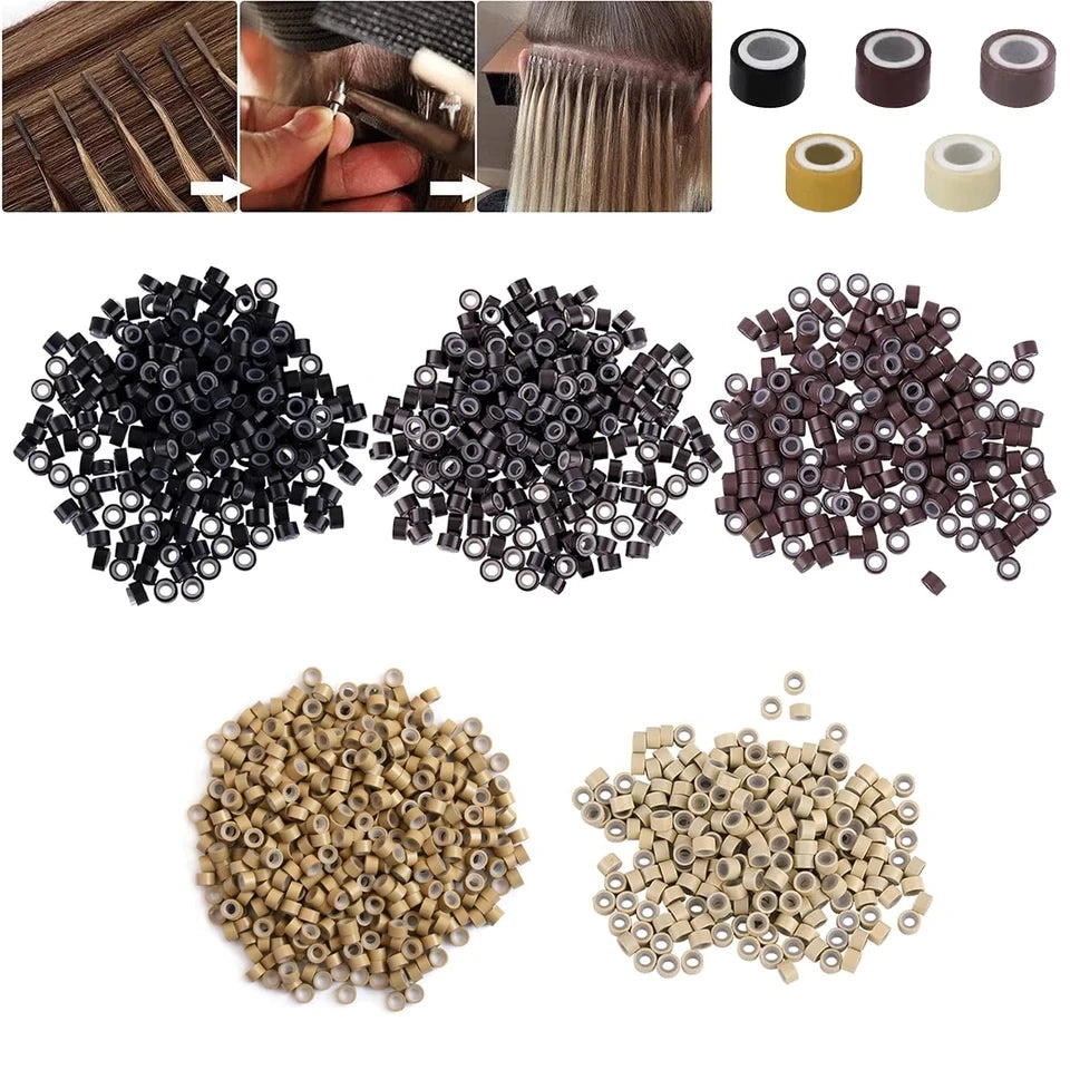10000 unids/bolsa 5mm Micro anillo cuentas herramientas para extensiones de cabello micro anillos con silicona