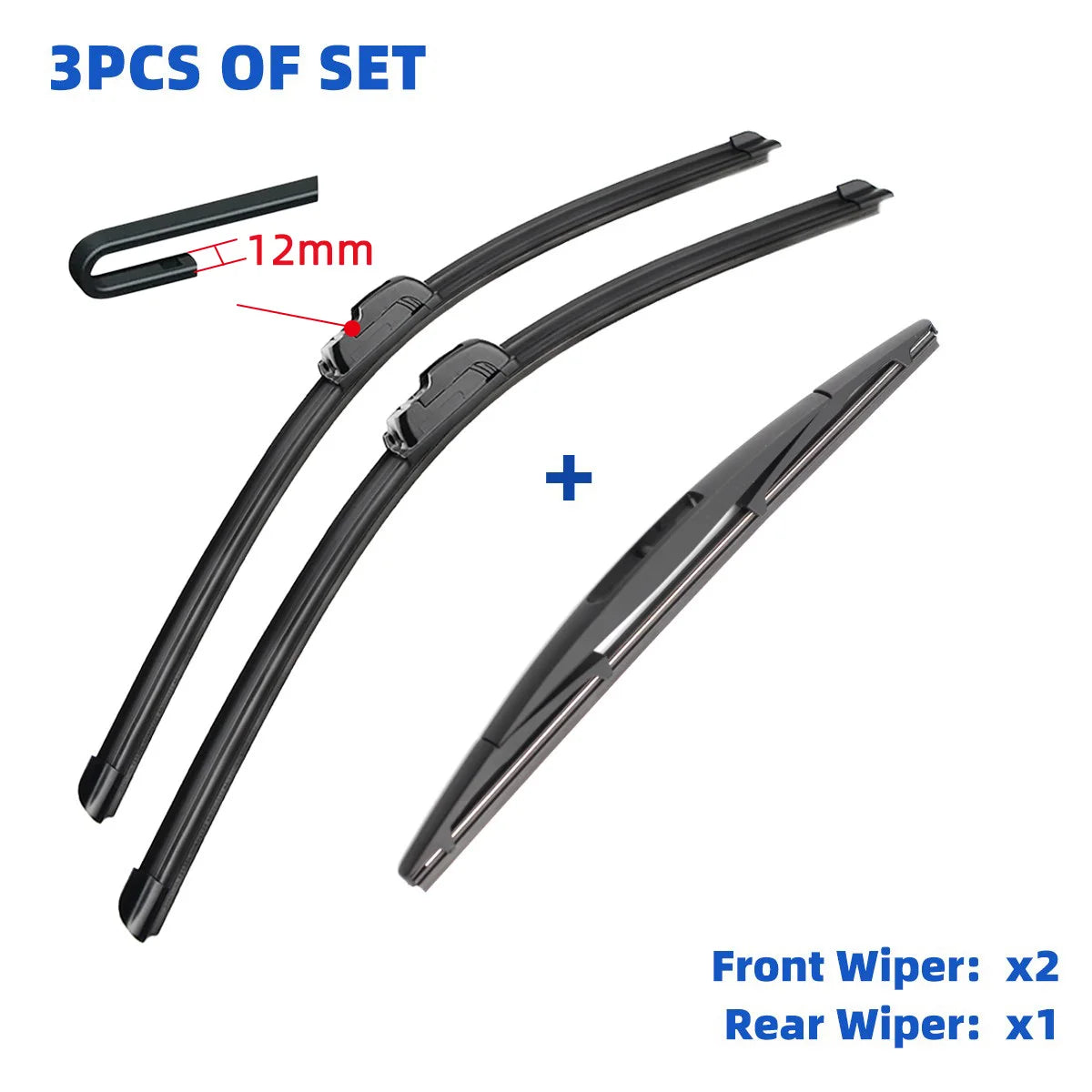 3 uds para Mitsubishi Grandis 2003-2011 28 "+ 22" + 12 "escobillas de limpiaparabrisas delanteras y traseras accesorios para cortador de ventana 2003