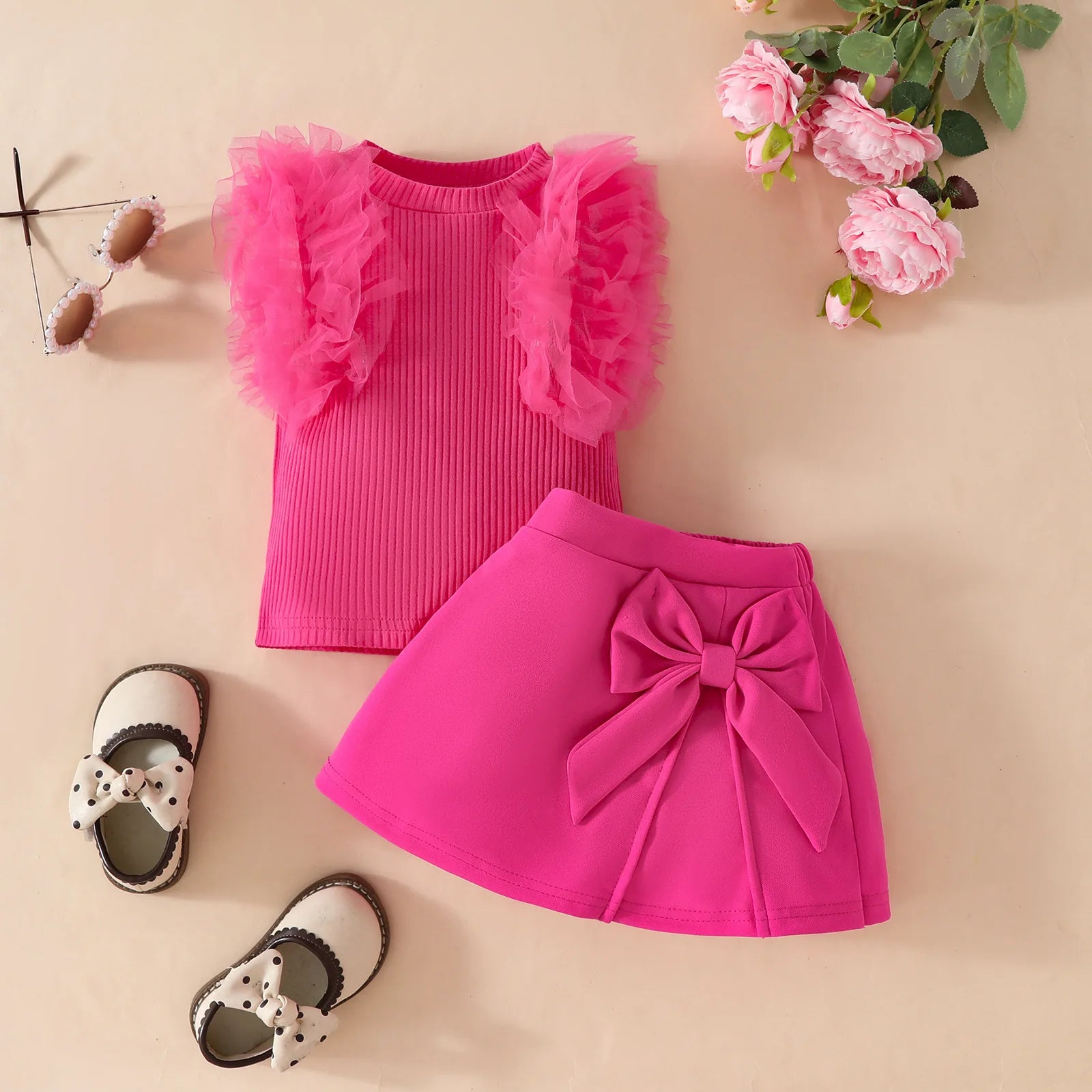 Conjunto de ropa de Año Nuevo para niñas de 0 a 3 años, Top de manga larga con lazo grande, falda Irregular y boina, ropa de Navidad para niños pequeños de 3 uds.
