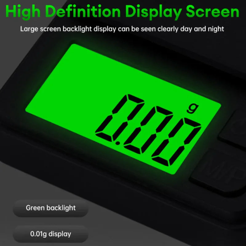 Báscula de bolsillo de precisión 1000 g x 0,01 g - Balanza digital de gramos, alimentos, joyas, onzas/granos con LCD retroiluminado - Mini báscula para viajes