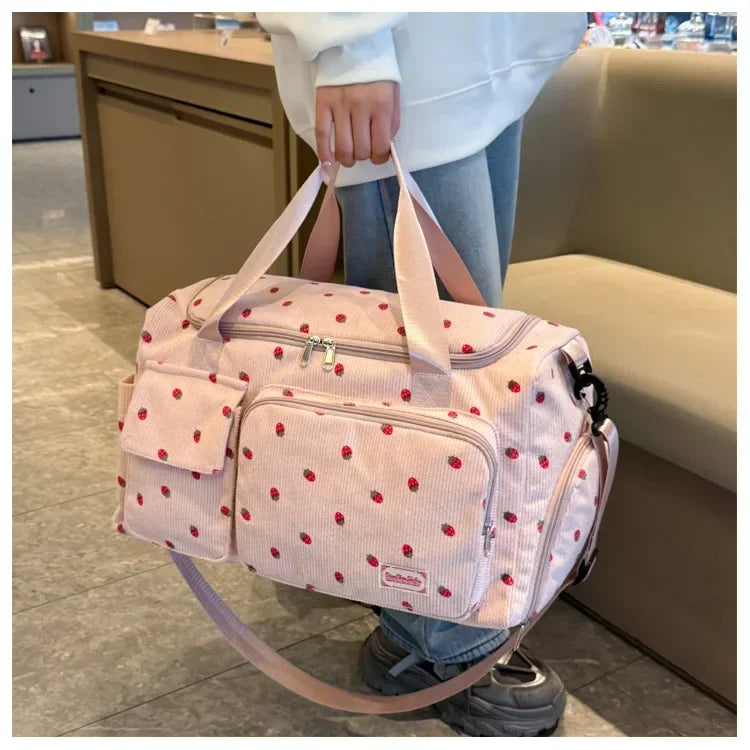 Bolsa de viaje de pana, bolsa de viaje de gran capacidad con compartimento para zapatos, bolsas deportivas para Fitness para mujer, bolsas de lona