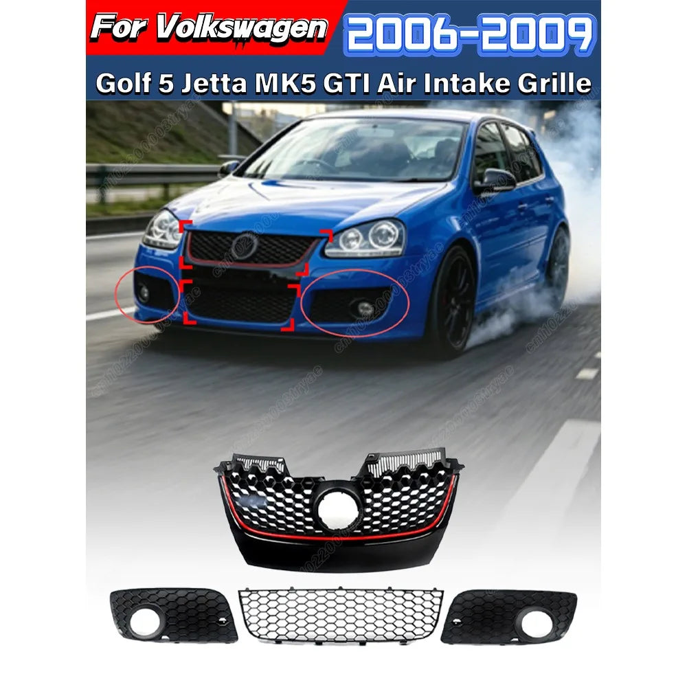 Para Volkswagen Golf MK5 Jetta GLI GTI 2006 2007 2008 2009 4 Uds parachoques delantero inferior Honeycomb malla rejilla modificación cuerpo Kit