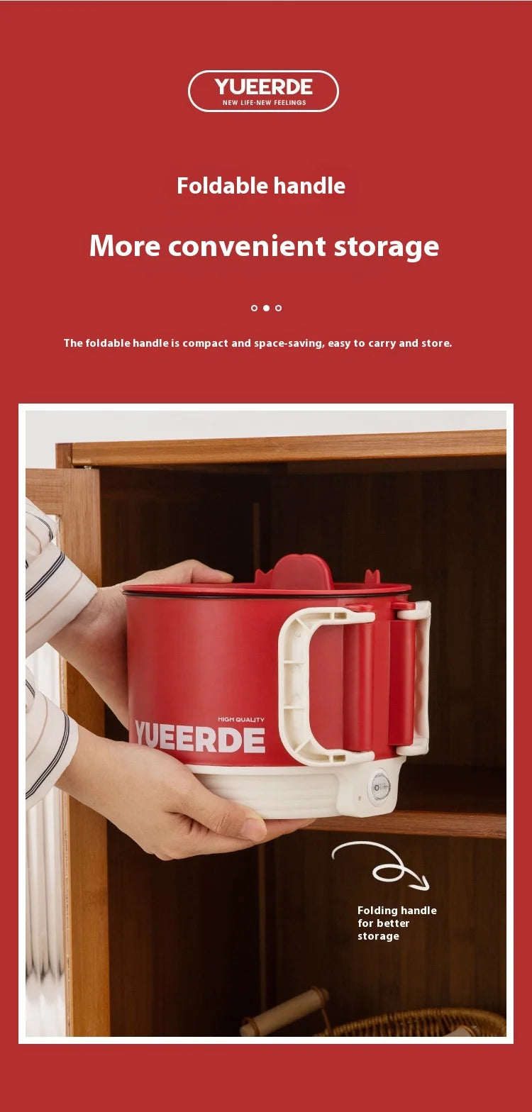 Olla calefactora eléctrica portátil, cocina multiusos de 1,5 l con tapa, Control automático de temperatura, cocina rápida para fideos instantáneos