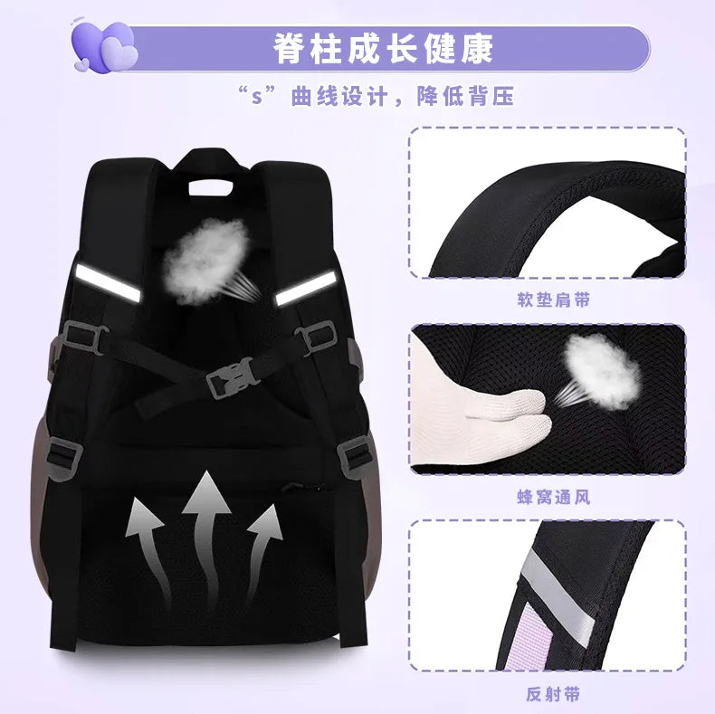 Mochila escolar con estampado de amor, estuche para lápices, bolsa de almuerzo, juego de tres piezas, tela de nailon impermeable, mochila de moda para niños, niñas y adolescentes.