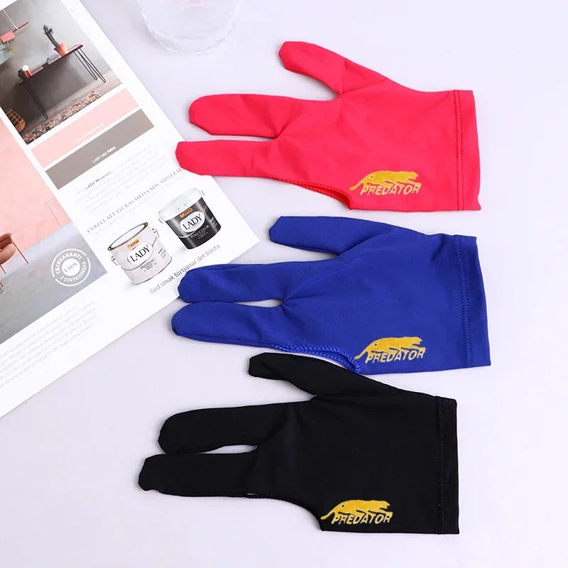 1 Uds. Guante para tacos de billar de alta calidad para piscina, mano izquierda, accesorio abierto de tres dedos, accesorios de Fitness para hombres y mujeres