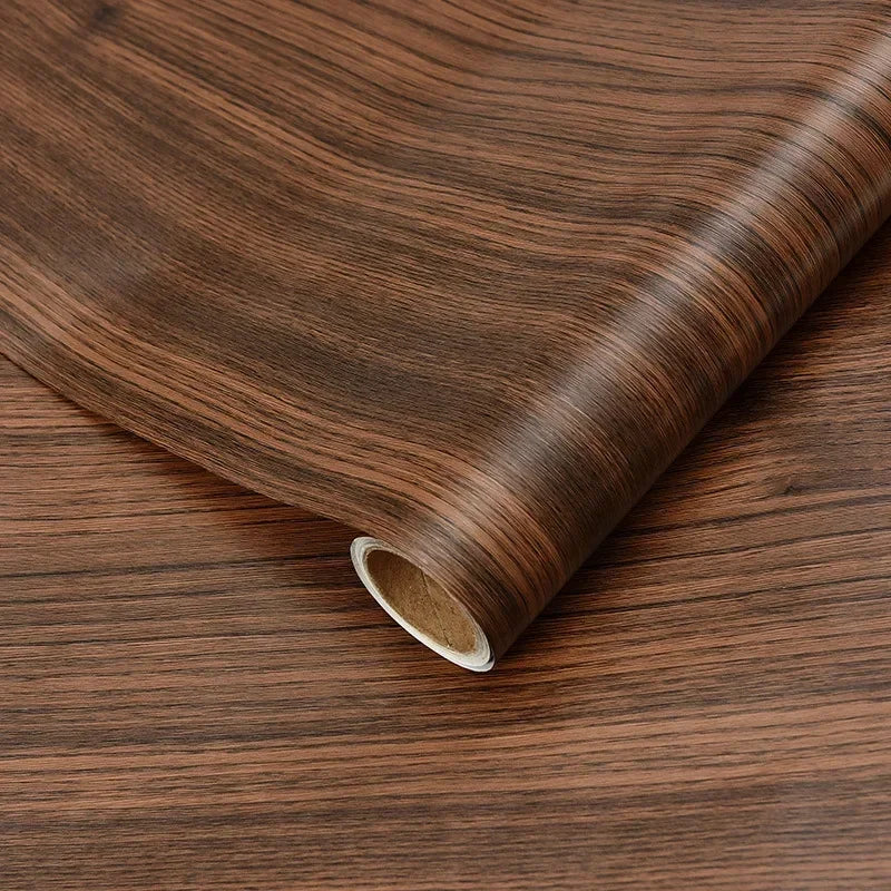 Rollo de papel tapiz adhesivo con 5 metros, pegatina impermeable de grano de madera, armario, puerta de escritorio, pegatinas de renovación de muebles