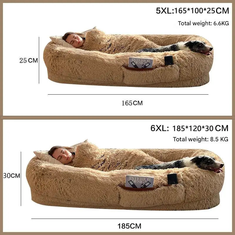 Cama gigante para perros para humanos, cama de esponja de felpa para humanos y perros, colchón informal tanto para humanos como perros.