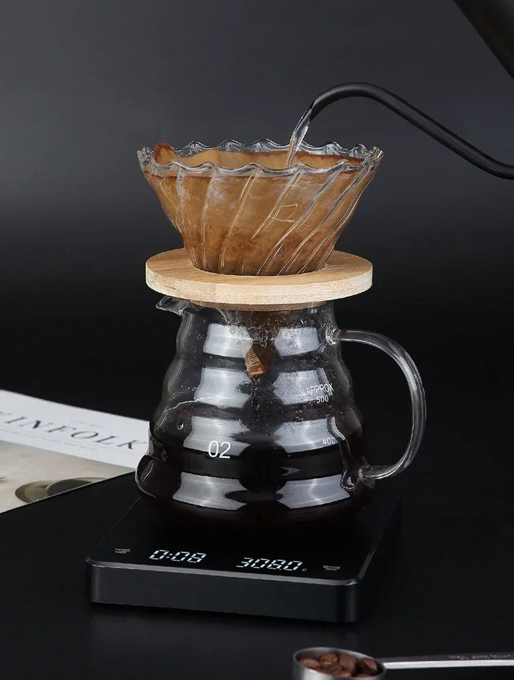 1 Juego de báscula de café electrónica con almohadilla de silicona báscula de café Digital con temporizador pantalla LED carga USB uso en cafetería en casa buen regalo