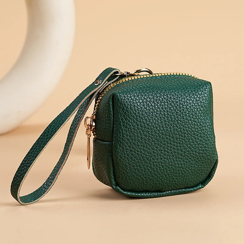 Nueva Mini Bolsa de Monedas para Mujer, Portátil, para Guardar Lápiz Labial, Monedero de Cuero PU de Moda, con Correa Antipérdida, Bolsa para Llaves, Tarjetero Pequeño