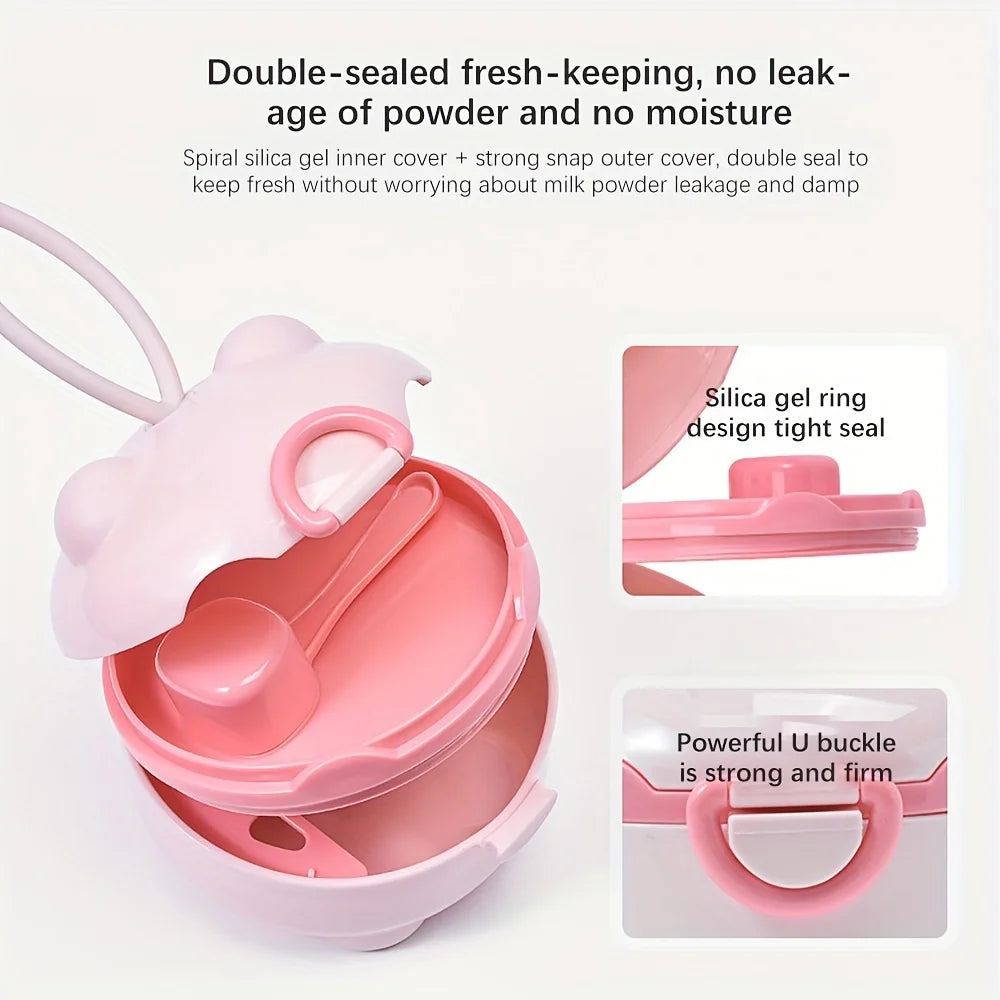 Caja de leche en polvo portátil de cuatro capas, contenedor de leche en polvo, caja giratoria para aperitivos de almacenamiento de alimentos, 1 ud.