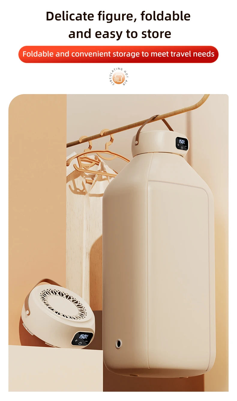 Secador eléctrico portátil, secador multifuncional, plegable, temporizado, secado rápido, bajo ruido, calefacción de aire caliente, cuidado de la ropa, Mini secador