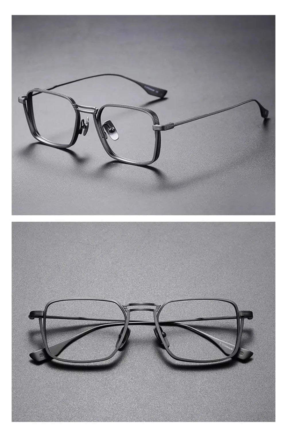 Gafas KLASSNUM para hombre, monturas ópticas de Metal cuadradas Vintage con lentes transparentes para hombre, gafas con lentes de luz azul, diseño de lujo