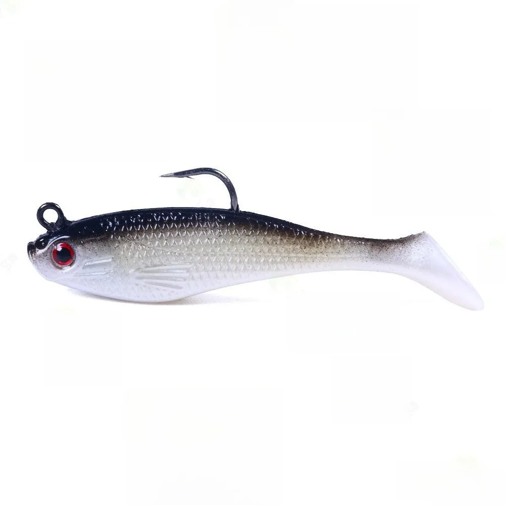 1 señuelo de pesca artificial portátil y realista con cabeza de plomo de colores, 8cm-10g, para pesca en hielo de invierno
