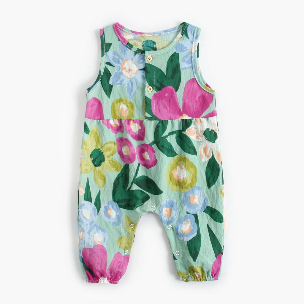 Sanlutoz Monos estampados para bebés y niñas, sin mangas, con estampado floral de verano