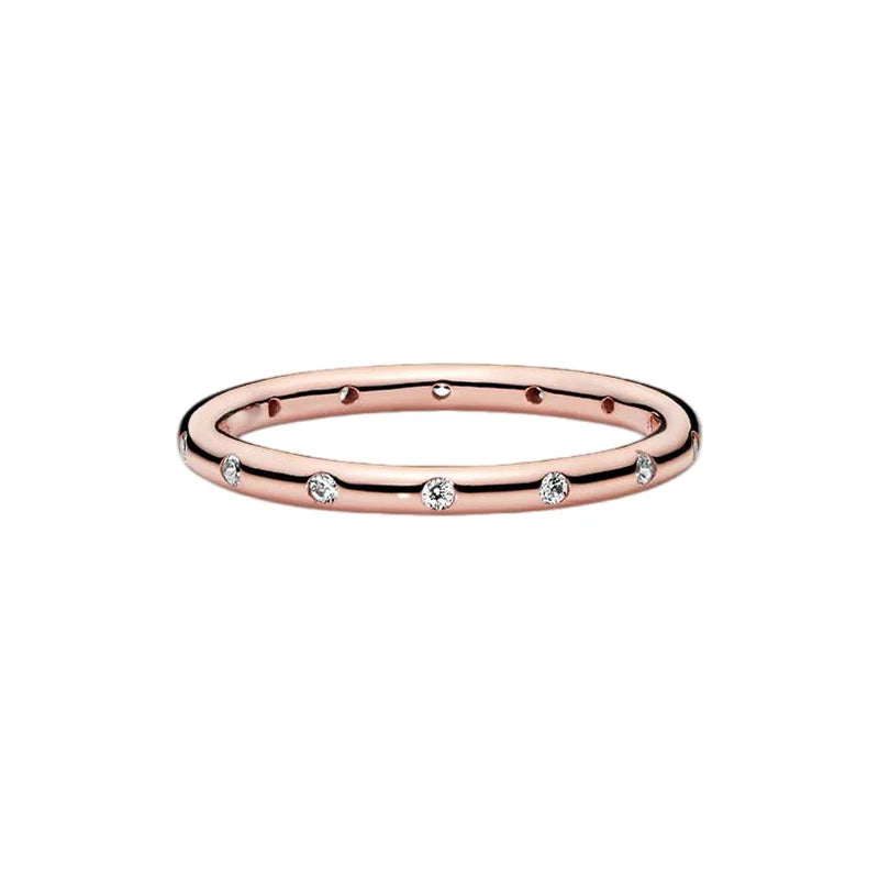 Anillo de Plata 925 con Corona y Corazón de Circonio Dorado para Mujer, Joyería Europea de Moda para Bodas y Fiestas, Regalo DIY