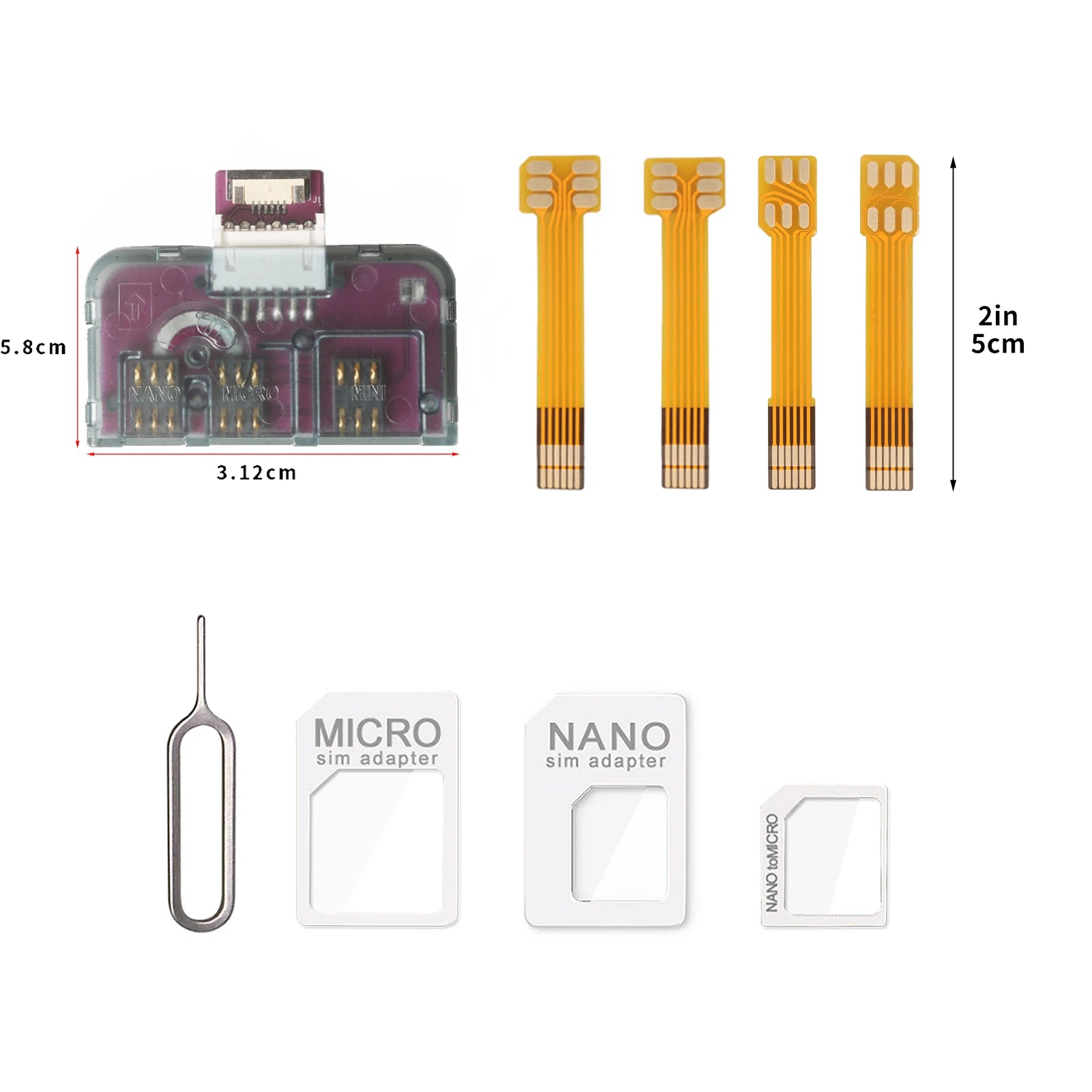Herramienta de activación de tarjetas IC para teléfono TPC 4 en 1, adaptador de extensión de tarjeta universal, convertidor de tarjeta Micro SIM para iPhone y Android.