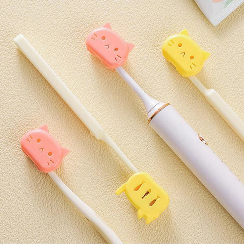 ❀ ❀ Funda Protectora para Cepillo de Dientes con Diseño de Gato de Dibujos Animados - Estuche de Viaje Transpirable y a Prueba de Polvo para Protección del Cepillo de Dientes