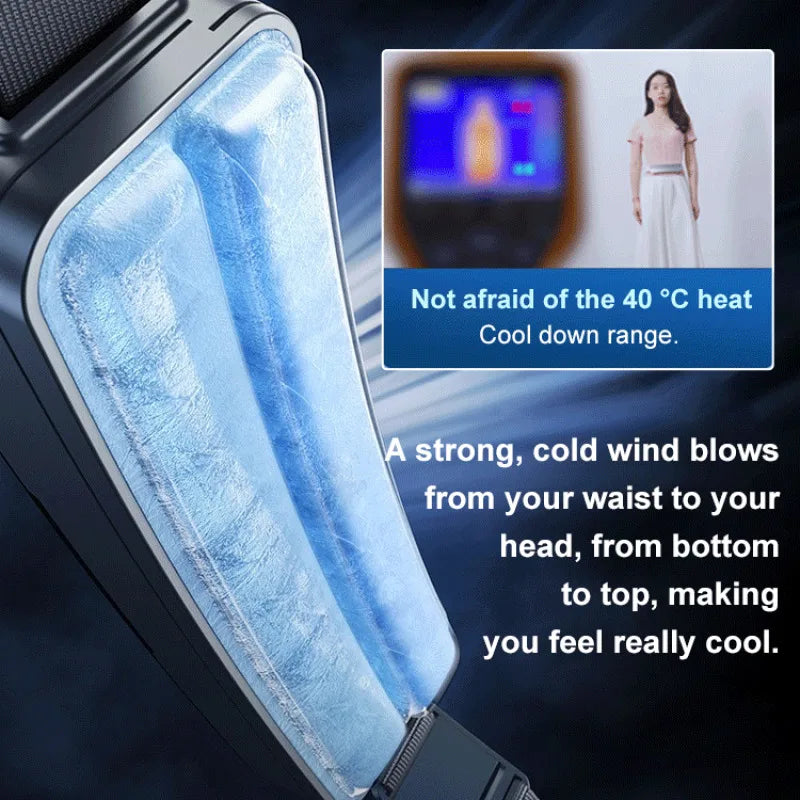 Mini ventilador pequeño Usb portátil multifuncional, ventilador de cintura colgante ajustable de 3 velocidades, ventilador de refrigeración recargable para exteriores, ventilador con correa de hielo