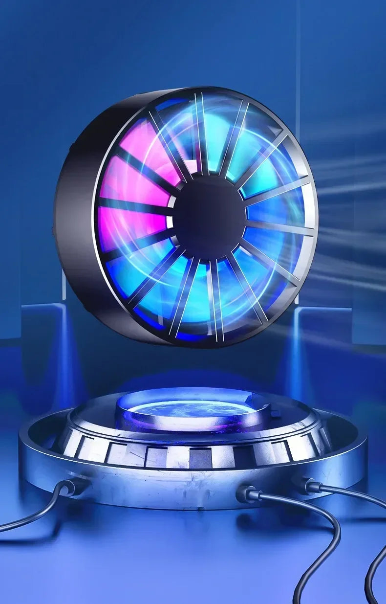 Enfriador de Teléfono Portátil Magnético, Ventilador Ligero de Bajo Ruido con Luz RGB, Enfriamiento Rápido para Teléfono, Tableta, Juegos PUGB