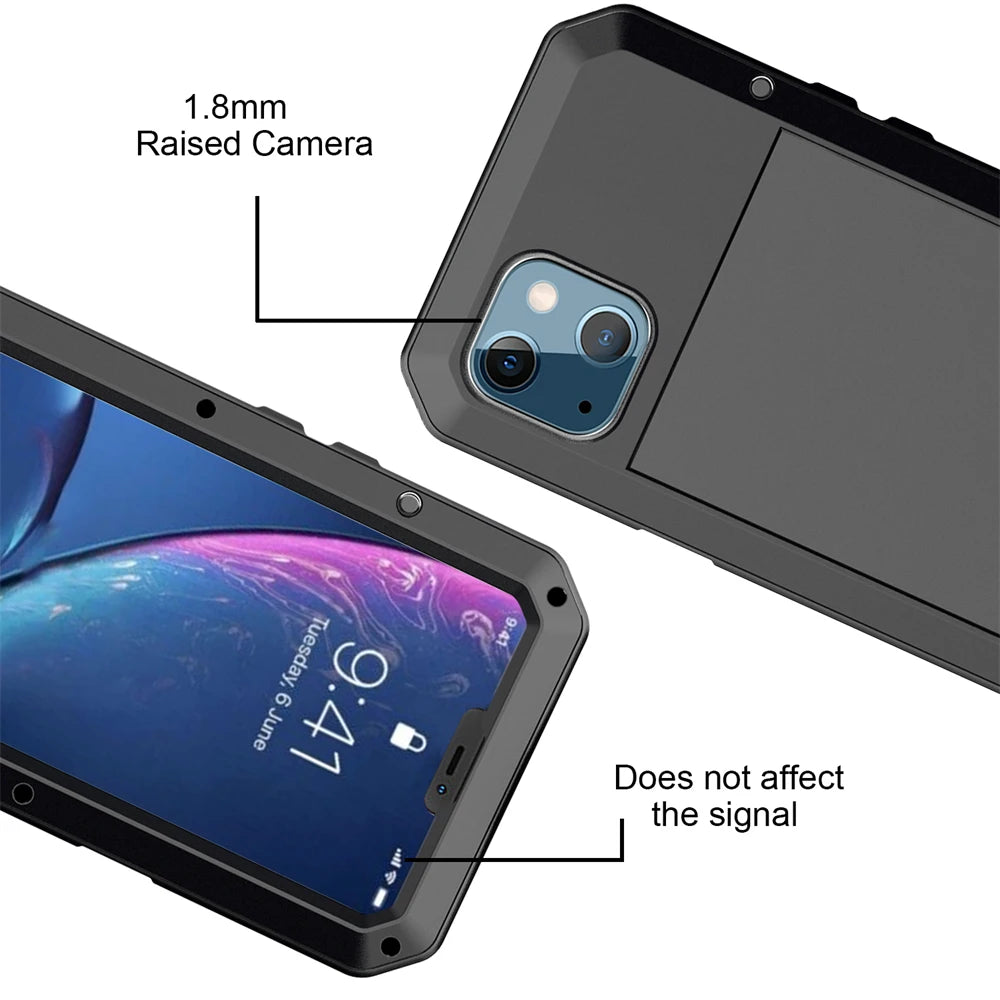 Funda protectora Armor resistente para iPhone 16 7 8 Plus XR Xs 11 12 13 15 16 Pro Max 14 Plus SE 360 cubierta de tanque de Metal a prueba de golpes