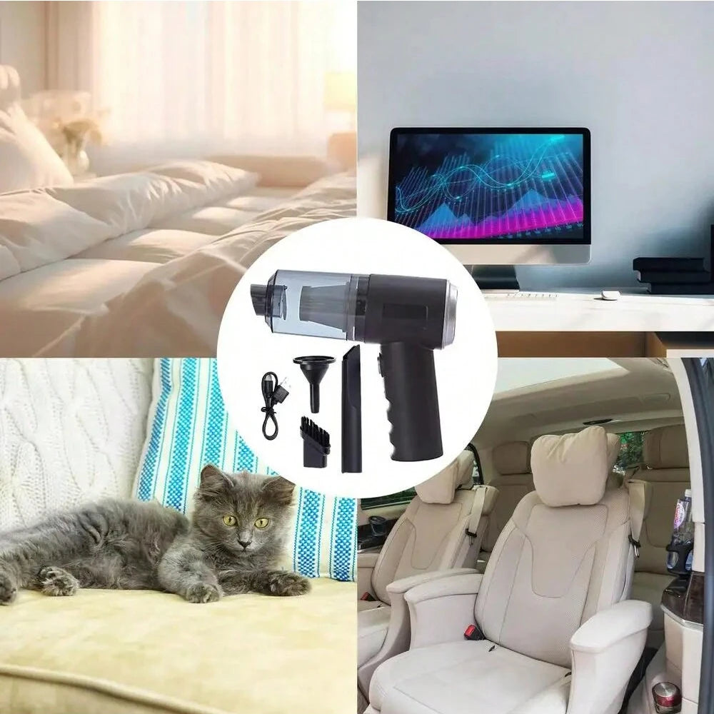 Aspiradora 3 en 1 con función de succión y soplado integradas, aspiradora combinada con carga USB, aspiradora pequeña para coche y hogar