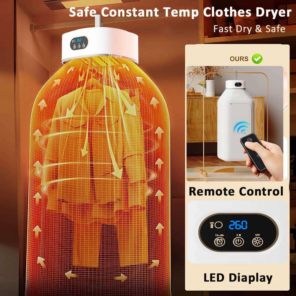 Secador de ropa portátil Secador de ropa eléctrico Esterilización UV Secador de ropa Secador de ropa portátil plegable con control remoto