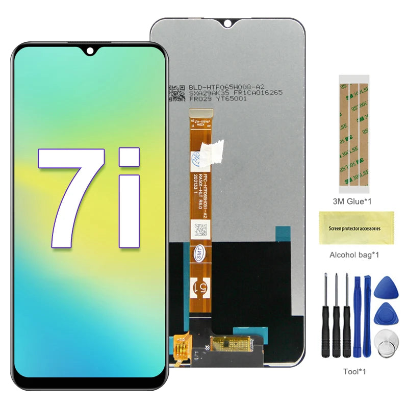 Pantalla de 6,5" para Realme 7i (Global) Pantalla Lcd Pantalla táctil digital con conjunto de marco para reemplazo OPPO Realme 7i