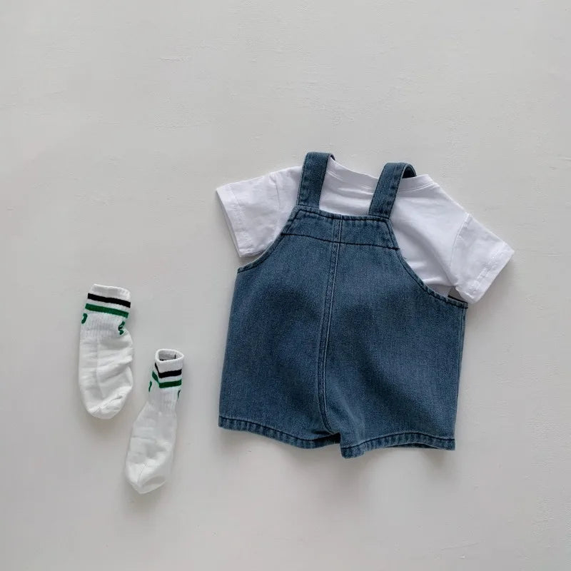 Conjunto de Ropa de Verano ZOETOPKID para Bebés, Traje para Niños y Niñas, Camiseta Infantil y Overol de Mezclilla, Mameluco para Recién Nacidos