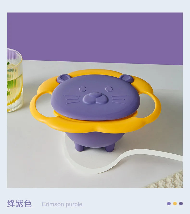 Cuenco giroscópico para bebé, diseño práctico, equilibrio giratorio para niños, novedad, giroscopio giratorio 360, platos de alimentación sólidos a prueba de derrames, plato para niños