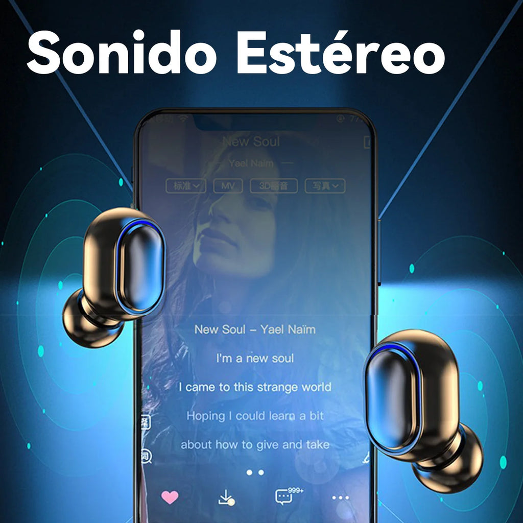 E7S Auriculares inalámbricos Bluetooth con diseño tecnológico, pantalla de alimentación con micrófono con cancelación de ruido, auriculares para coche, trabajar, deportes, entrenamiento, correr