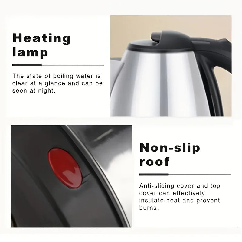 1.8-Liter Electric Water Kettle, Large Capacity 1.8L Stainless Steel Electric Kettle for Home Use, High Power Electric Water Boiler for Rapid Boiling. Food-Grade Material for Peace of Mind.