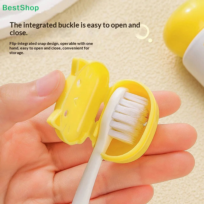 ❀ ❀ Funda Protectora para Cepillo de Dientes con Diseño de Gato de Dibujos Animados - Estuche de Viaje Transpirable y a Prueba de Polvo para Protección del Cepillo de Dientes