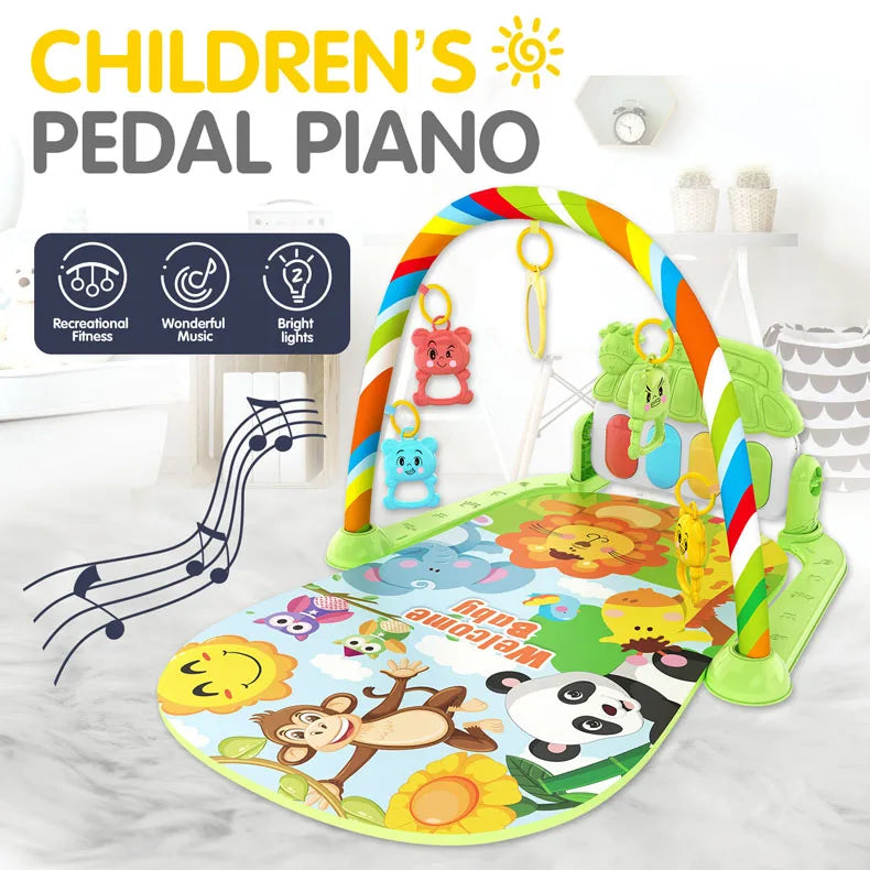 Alfombra de gimnasio para actividades musicales para bebé, alfombra para recién nacido, Pedal, teclado de Piano, estante de Fitness infantil, tapete para gatear, juguetes de regalo