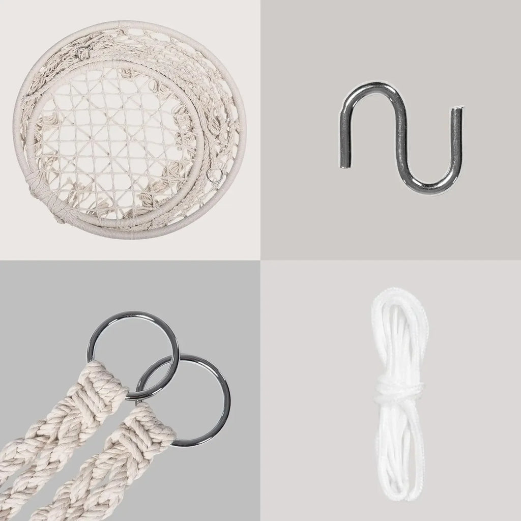 Silla Columpio de macramé para exteriores, hamaca de cuerda tejida a mano, hamaca con parada en Y para el hogar, dormitorio, Patio, terraza Y jardín interior