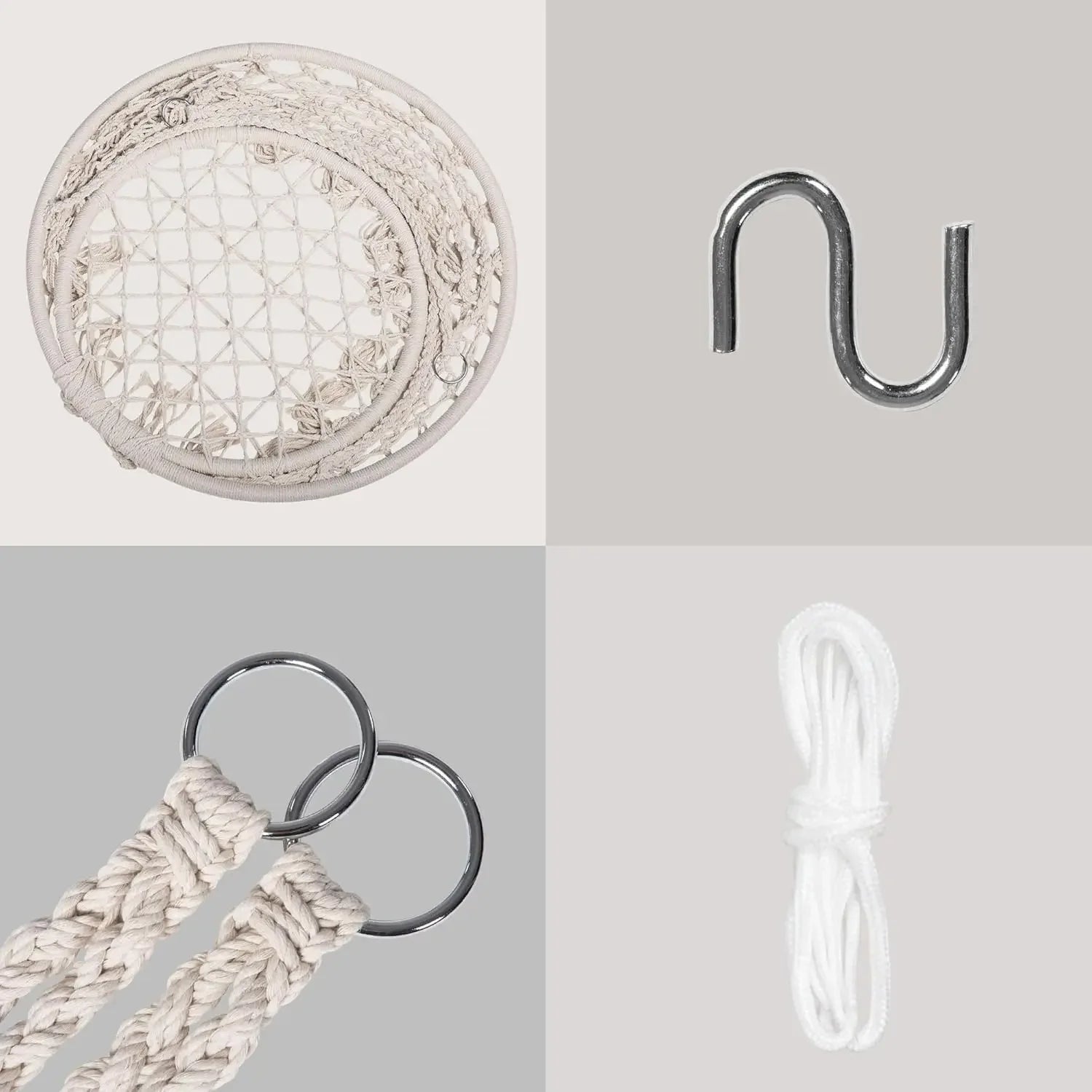 Silla Columpio de macramé para exteriores, hamaca de cuerda tejida a mano, hamaca con parada en Y para el hogar, dormitorio, Patio, terraza Y jardín interior