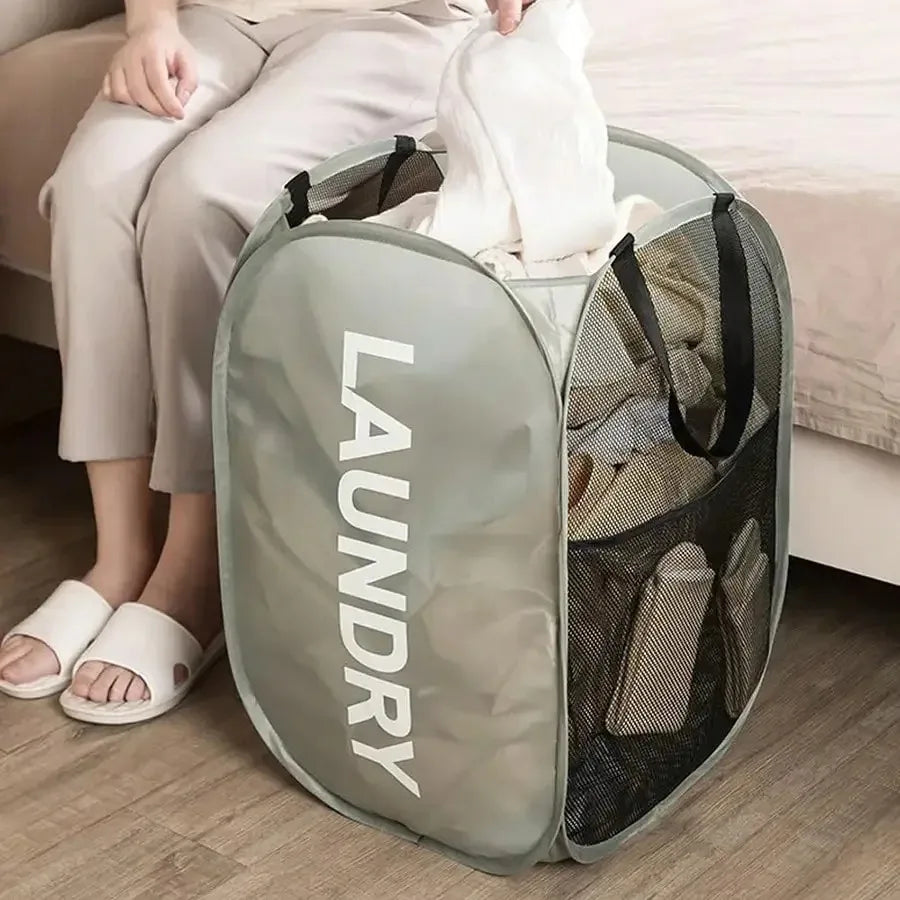 Cesta para la colada emergente de malla, cesta para la colada, cesta plegable para almacenamiento de ropa sucia, cesta de almacenamiento de gran capacidad