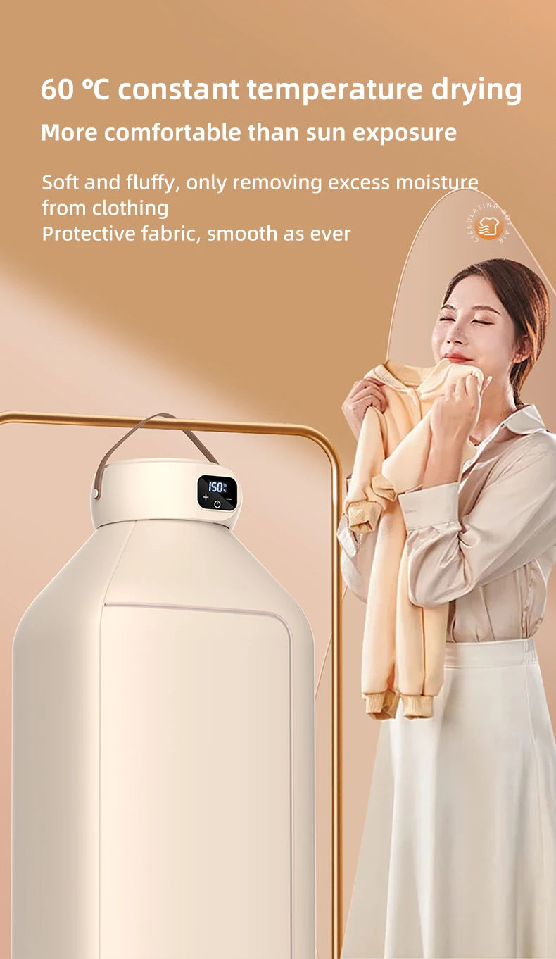 Secador eléctrico portátil, secador multifuncional, plegable, temporizado, secado rápido, bajo ruido, calefacción de aire caliente, cuidado de la ropa, Mini secador