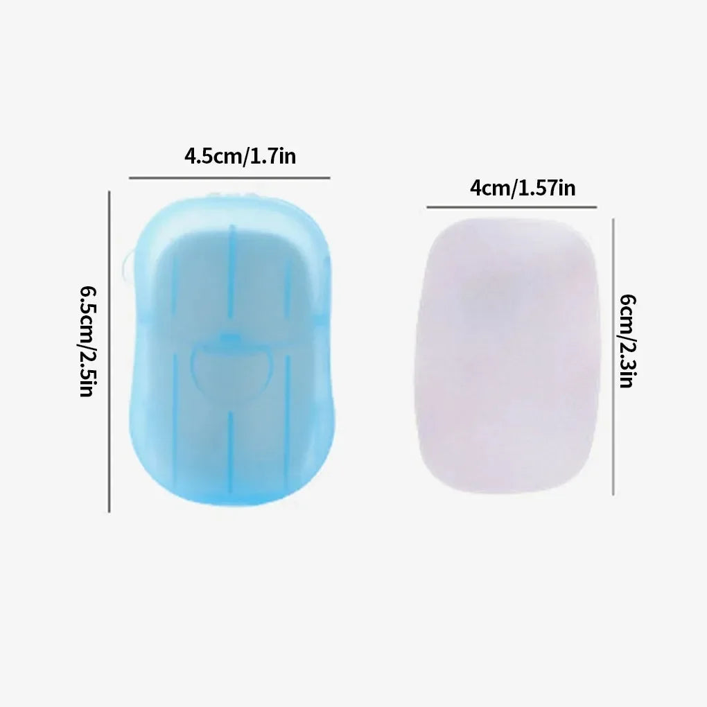1/4 Caja de Hojas de Jabón Desechables para Viaje, Hojas de Jabón de Papel Mini Amigables con la Piel, Jabón Portátil en Rodajas con Caja para Lavado de Manos
