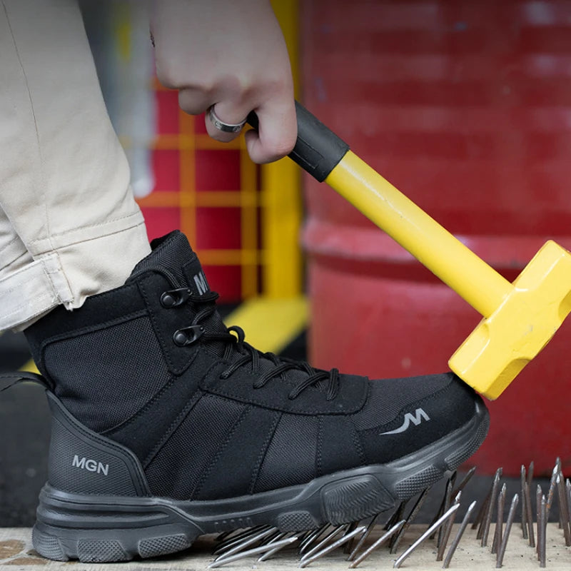 Botas de seguridad indestructibles para hombre, zapatos cómodos con punta de acero, zapatillas antigolpes a prueba de pinchazos, botas de trabajo antideslizantes para hombre