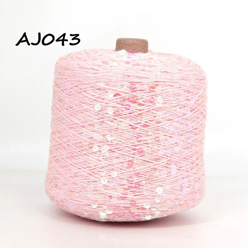 Cooamuu-Hilo de lentejuelas de algodón de lujo, hilo para tejer a mano, 500G/bobina, 3MM + 6MM, accesorios de lentejuelas