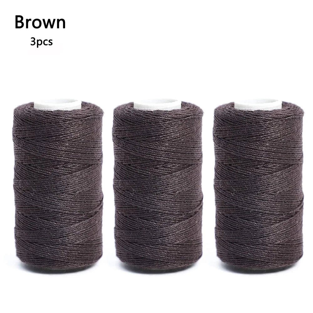 3 rollos de hilos para tejer cabello con 10 piezas, agujas de coser, hilos para tejer para hacer pelucas, costura a mano, trama de cabello DIY