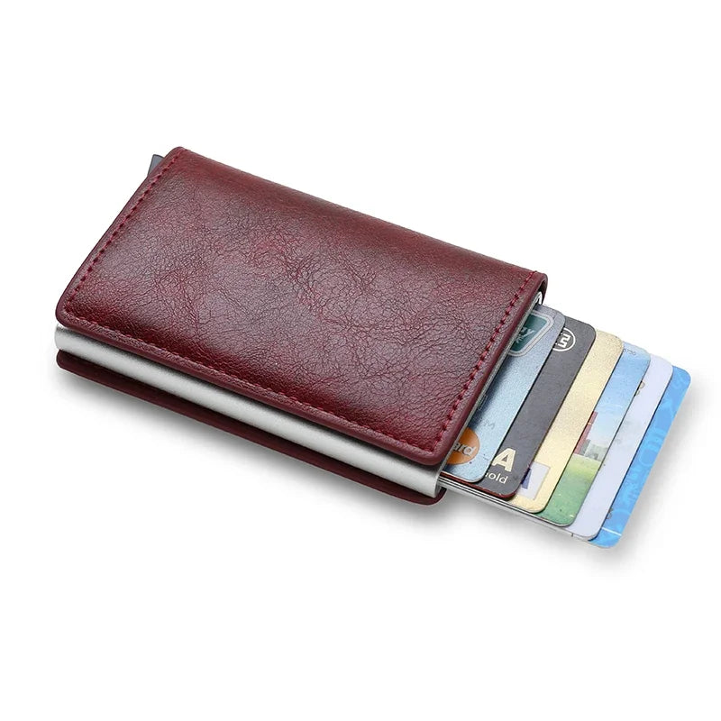 Cartera de aluminio Rfid para hombre, tarjeteros, monedero de fibra de carbono para hombre, cartera inteligente delgada de negocios, tarjetero de crédito, funda, soporte para notas