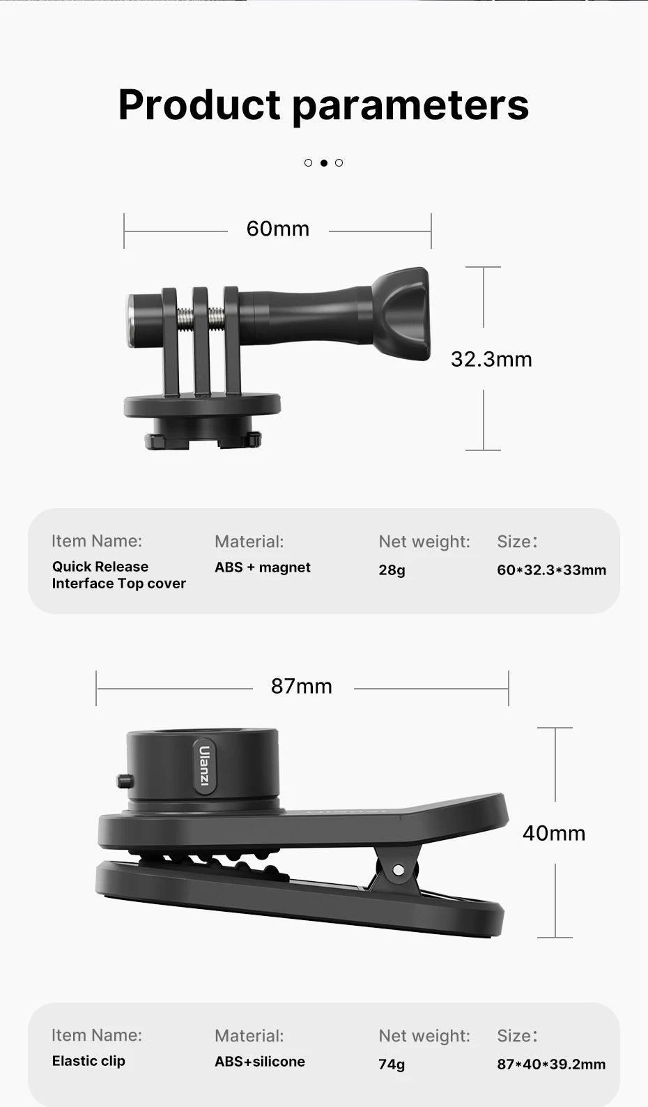 Ulanzi Go-Quick II Soporte magnético para correa de mochila de liberación rápida para Gopro para DJI OSMO para sistema QR de cámara de acción Insta360