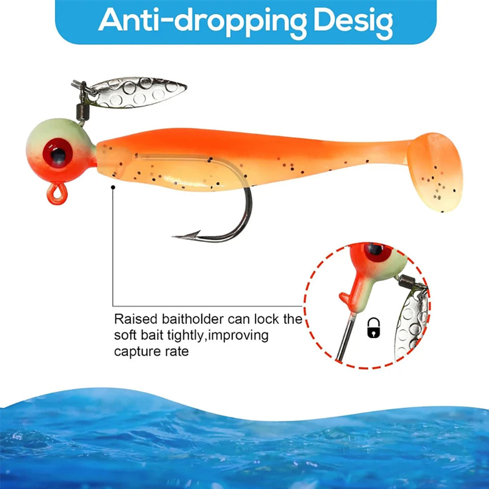 Cabezas de jig para pesca en agua dulce, señuelos, cabezas de jig con ojo, 20 unidades, anzuelos pintados, jigs de pesca para lubina/crappie, 1/8, 3/16, 1/4, 3/8 oz