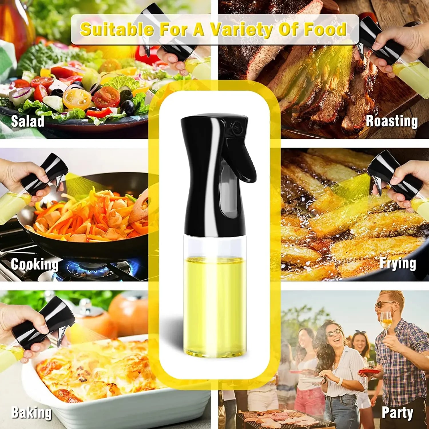Botella pulverizadora de aceite de plástico para el hogar, botella pulverizadora de aceite o cepillo de aceite, nebulizador, relleno de niebla, cocina, barbacoa de doble uso, 200/300/500ml