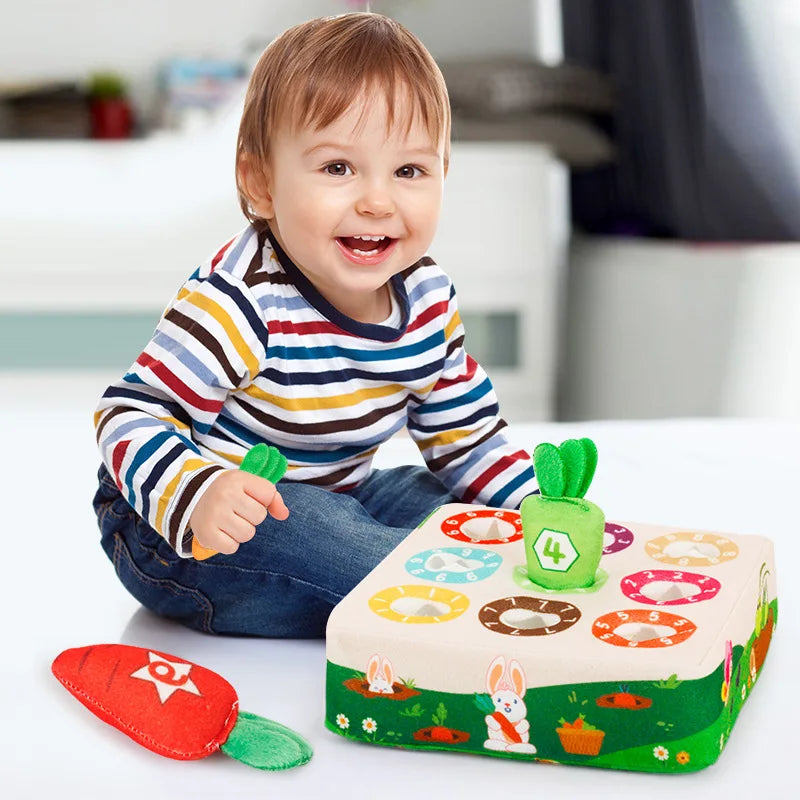 Juguete Montessori de rábanos de algodón para bebé, dígitos de Color, formas y animales, juguetes educativos para niños, actividad sensorial preescolar