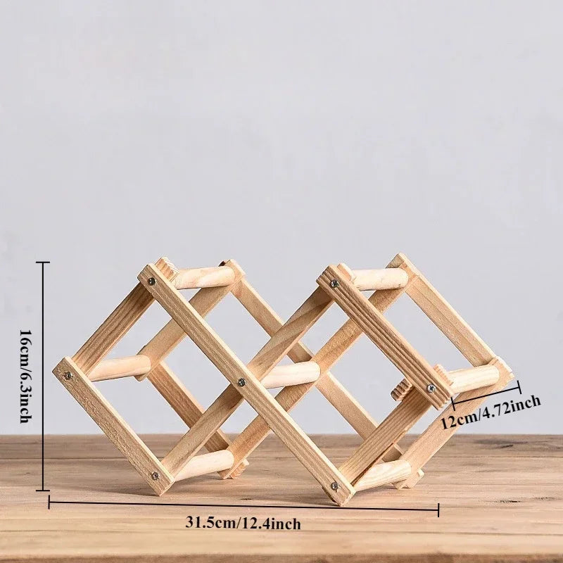 Estante de Madera Plegable para Almacenamiento de Vino, para 3-10 Botellas, Fácil de Montar, Apilable, para Organización del Hogar, Bar, Cocina o Bodega